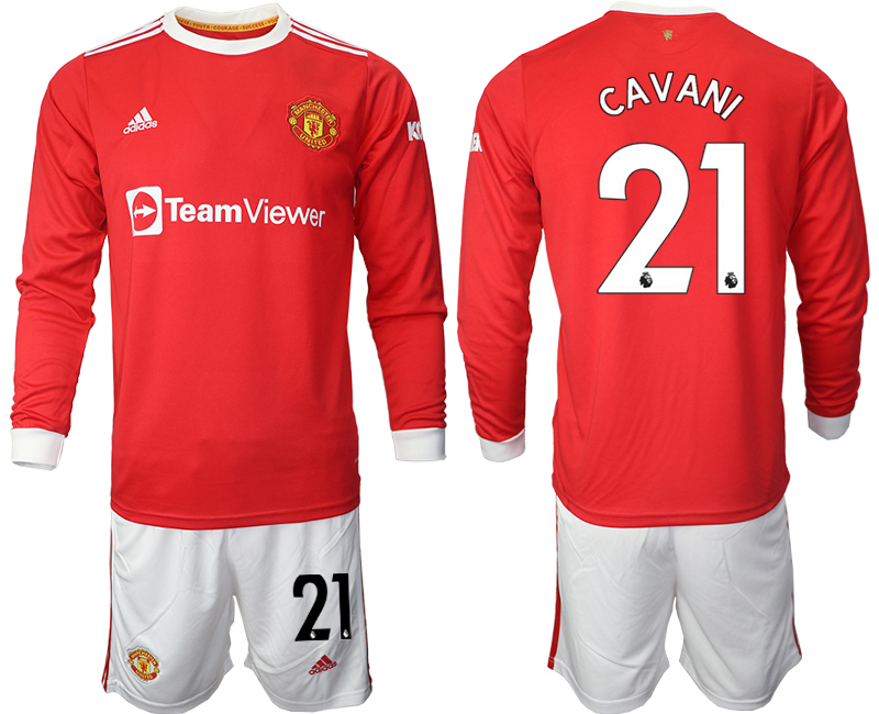 Men 2021-2022 Club Manchester united home red Long Sleeve #21 Soccer Jersey